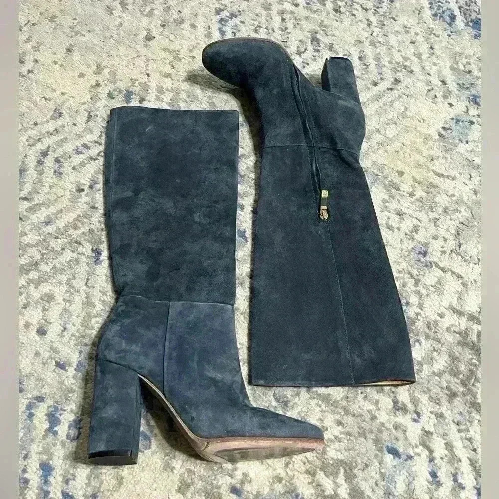 NEW Alberto Fermani Leather / Suede Blue Boots SIZE 37